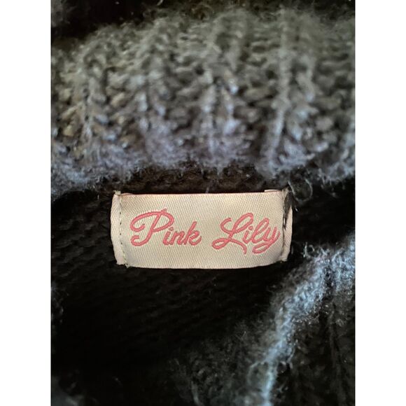 Pink Lily Cowl Neck Cable Sweater Womens Size M - Picture 5 of 7